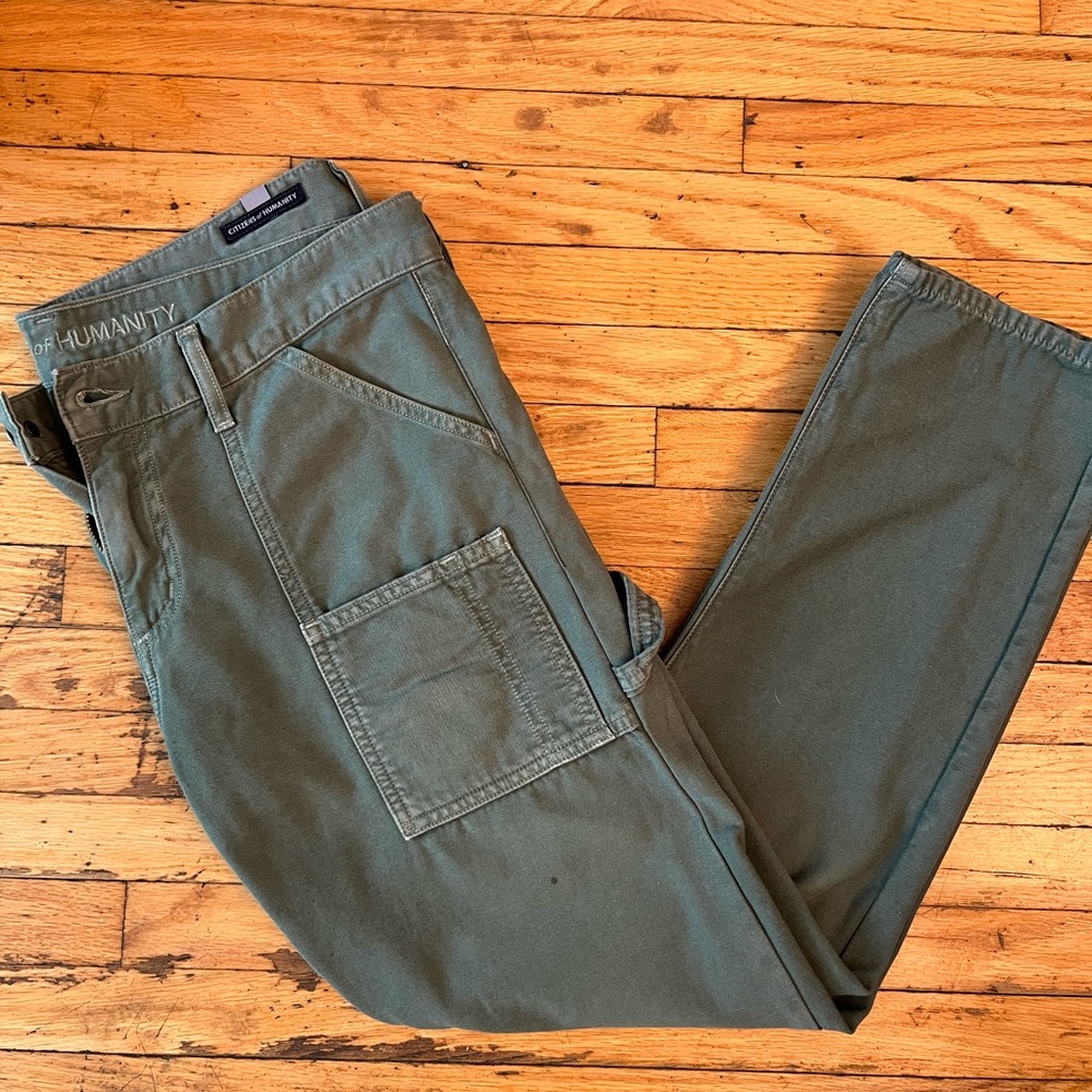 citizens of humanity green khaki pants ankle length